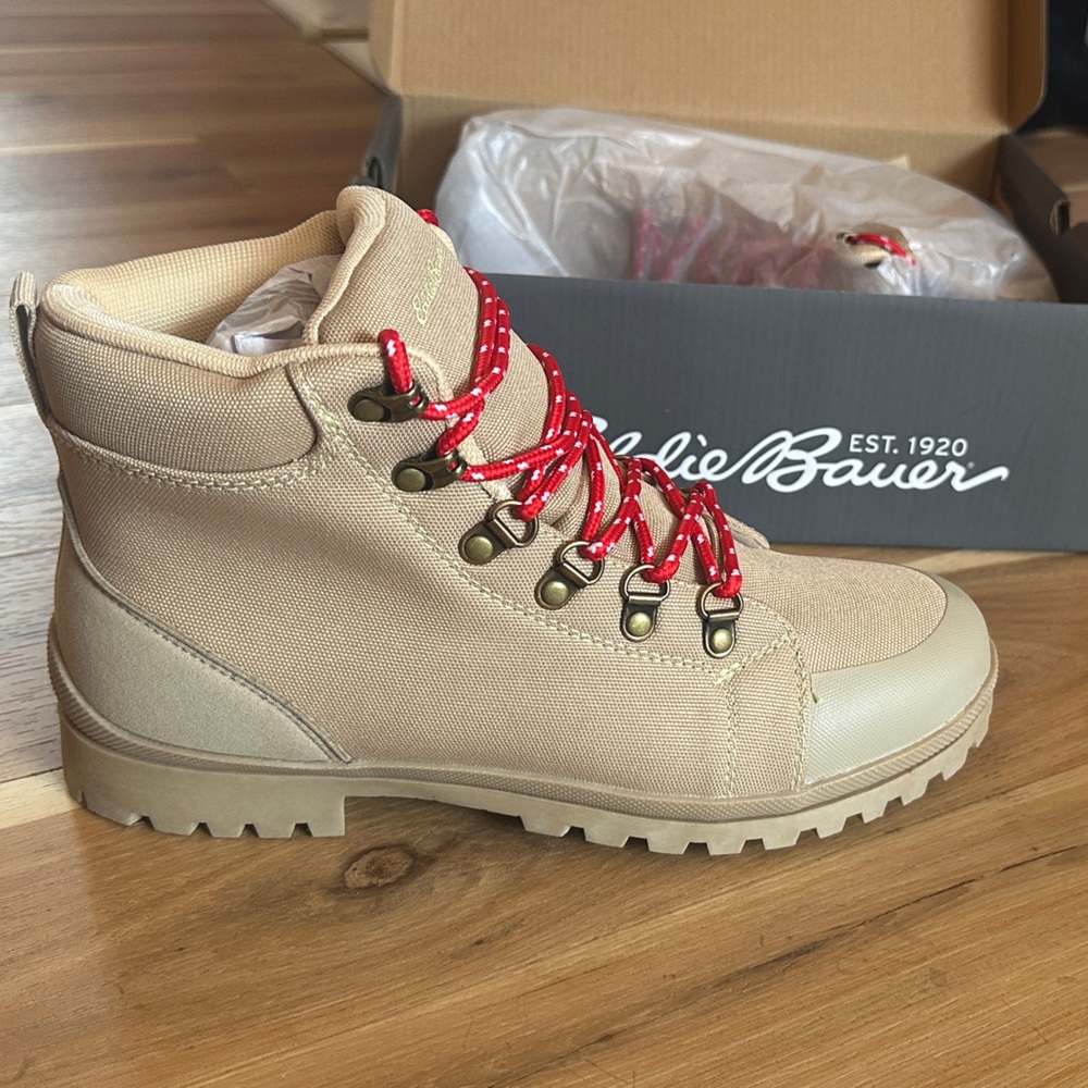 Eddie Bauer Women's Tan Boots with Red Laces